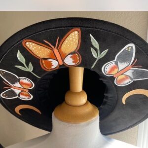 Black Butterfly Embroidered Women's Hat